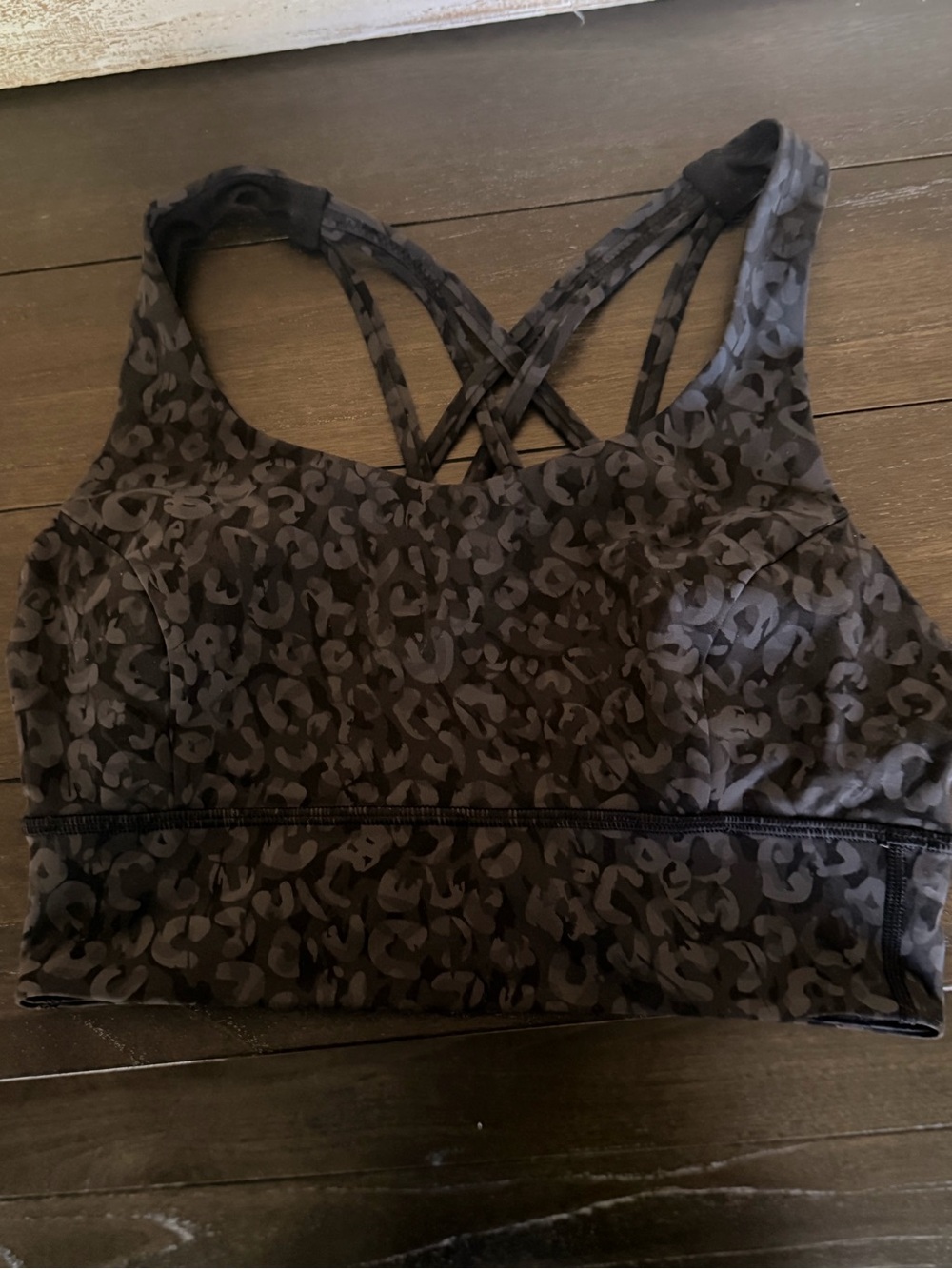 lululemon free to be long line  Charcoal Leopard  Sports Bra